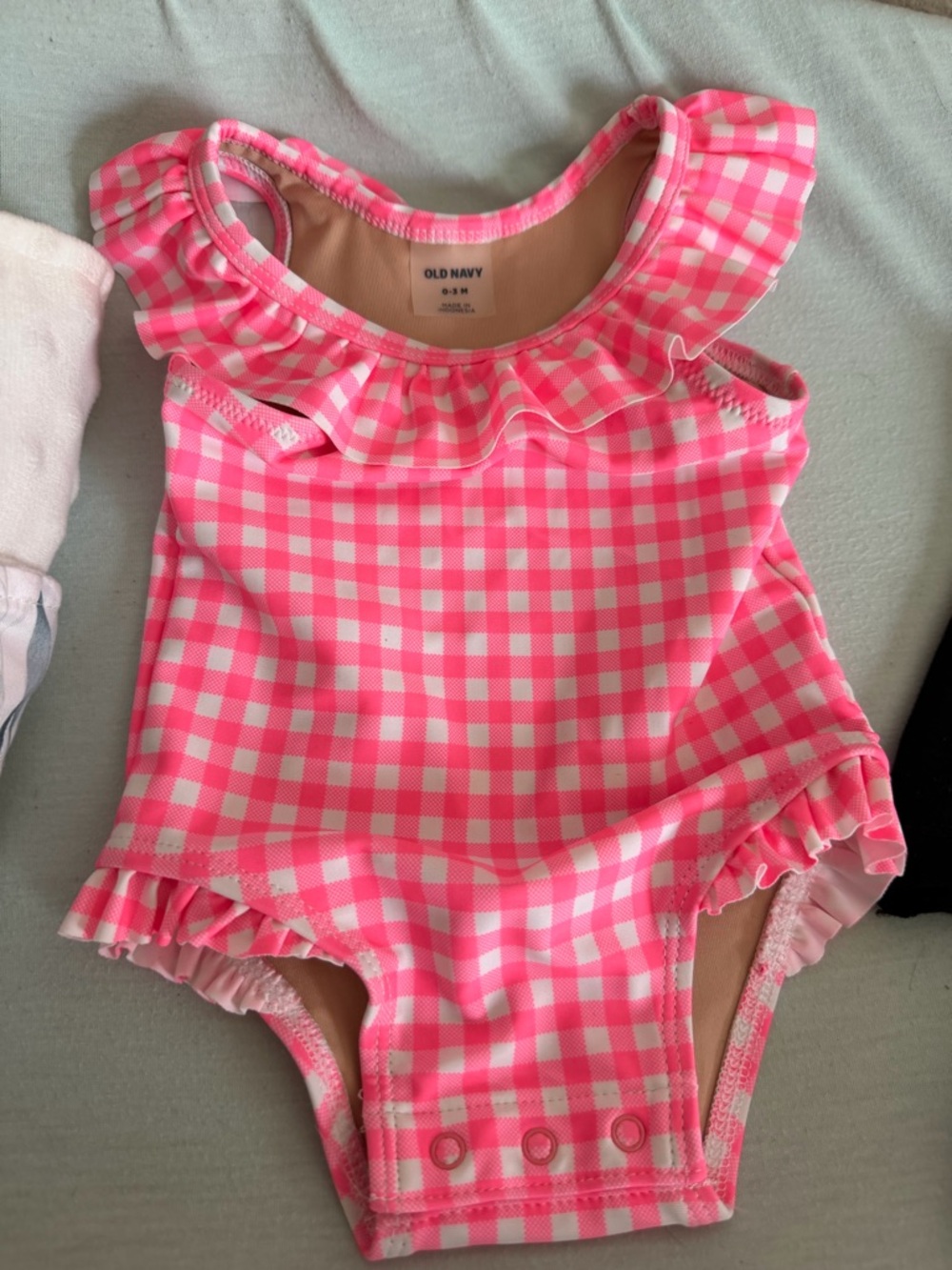 Old Navy Pink Gingham Ruffle One-Piece